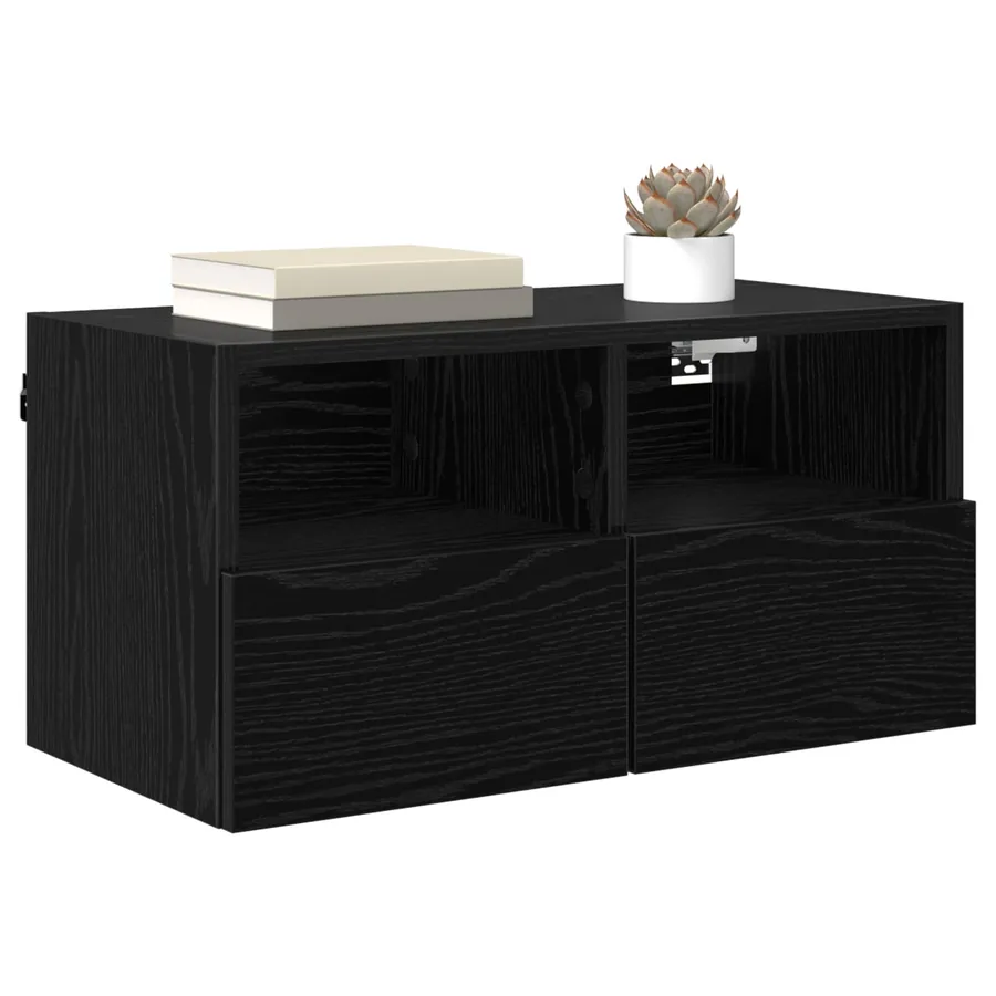 Meuble TV mural Chêne noir 60 x 30 x 30 cm Bois d'ingénierie - 3