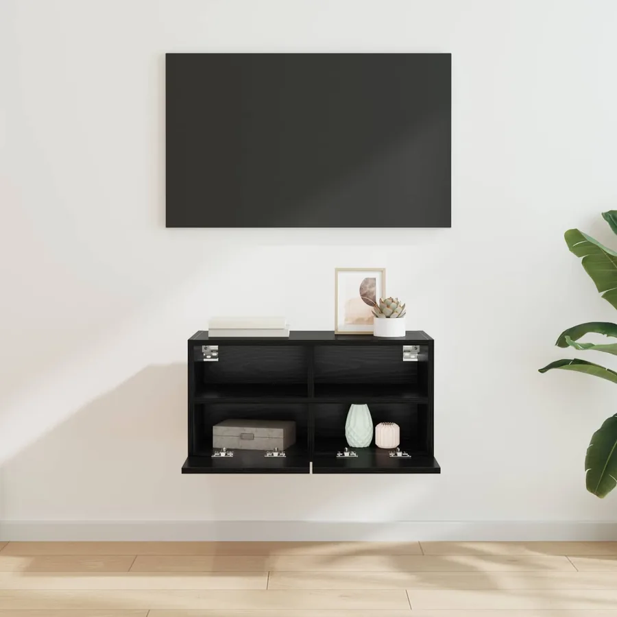 Meuble TV mural Chêne noir 60 x 30 x 30 cm Bois d'ingénierie - 4