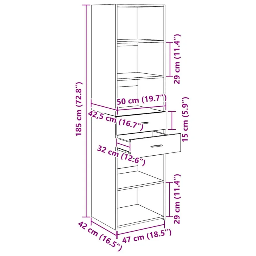 Haut Armoire Bois Ancien 50 x 42,5 x 185 cm Bois d'ingénierie - 13