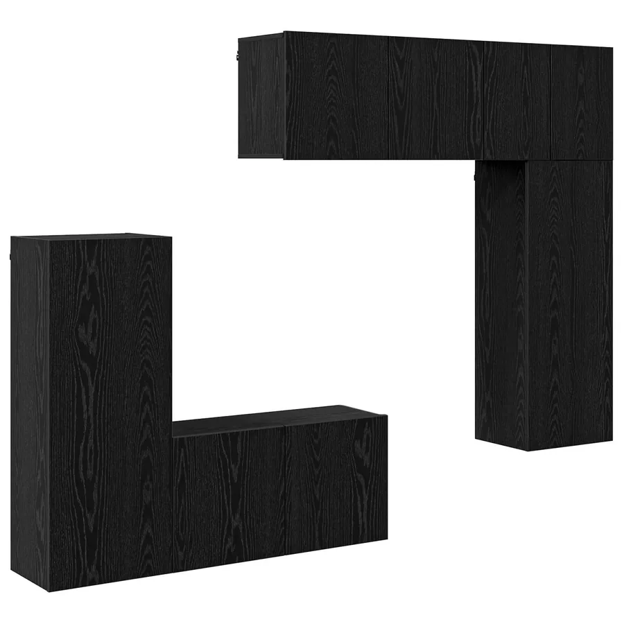 Unité murale de TV 5 pcs Chêne noir Bois d'ingénierie - 2
