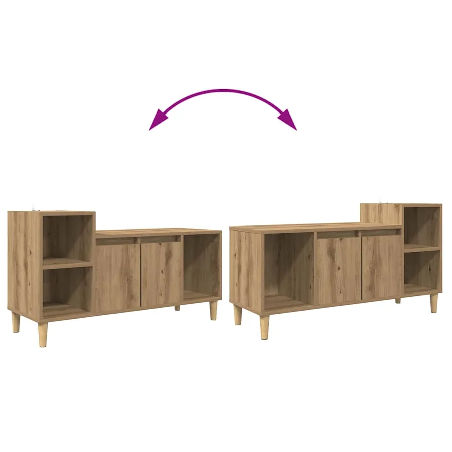 Meuble TV 100 x 35 x 55 cm Chêne artisanal Bois d'ingénierie - 11