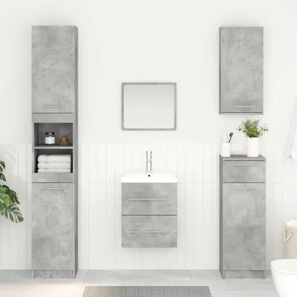 Armoire d'évier Gris béton 38,5 x 41 x 48 cm Bois d'ingénierie