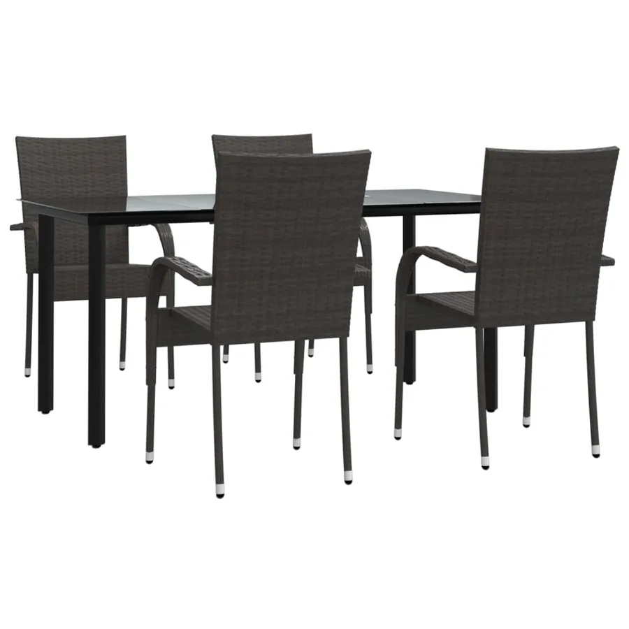 Ensemble à manger de jardin 5 pcs Marron Résine tressée - 3