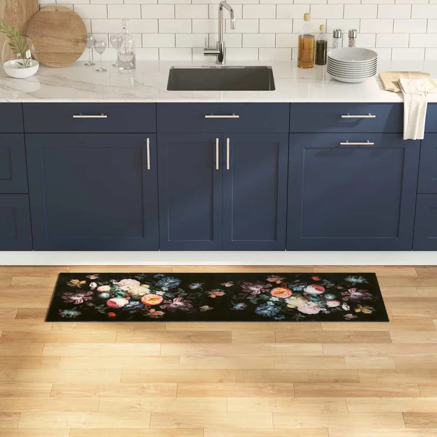 Tapis de Cuisine Noir 150 x 45 cm Velours