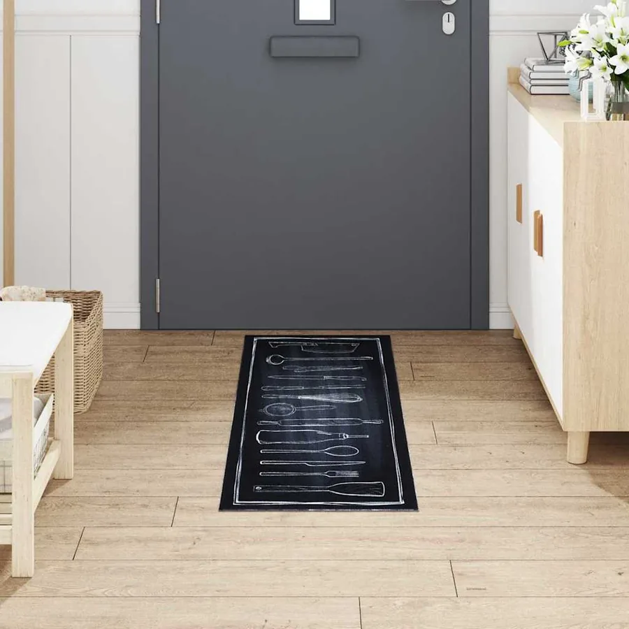 Tapis de Cuisine Noir 150 x 45 cm Velours - 3