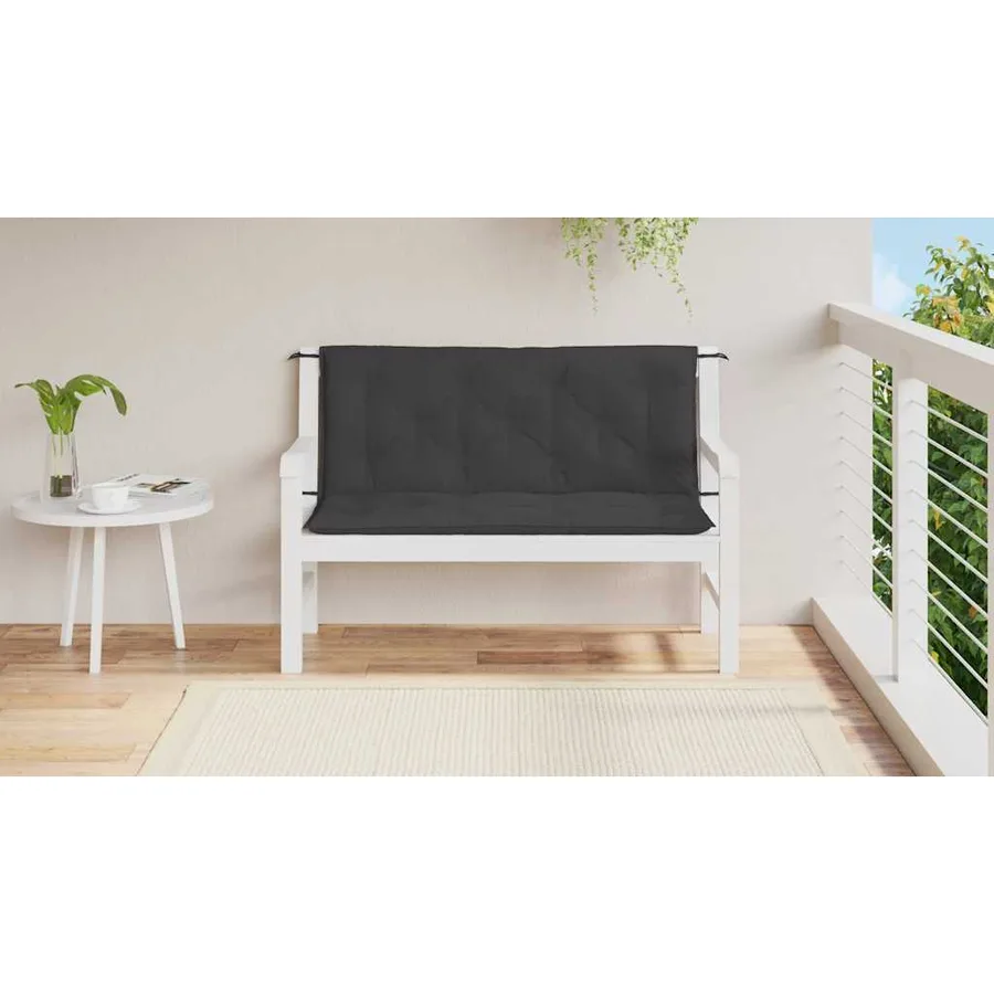 Coussin de banc de jardin noir 120x(50+50)x7 cm tissu oxford - 3