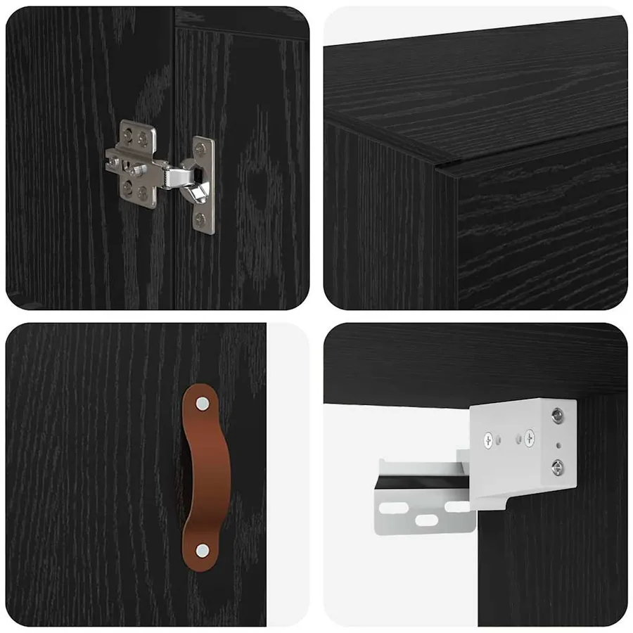 Meuble mural Chêne noir 69,5 x 34 x 90 cm Bois d'ingénierie - 9