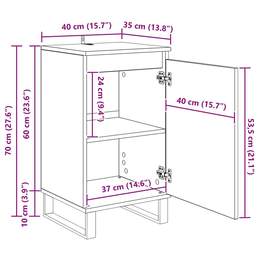 Buffet Chêne noir 40 x 35 x 70 cm Bois d'ingénierie - 14