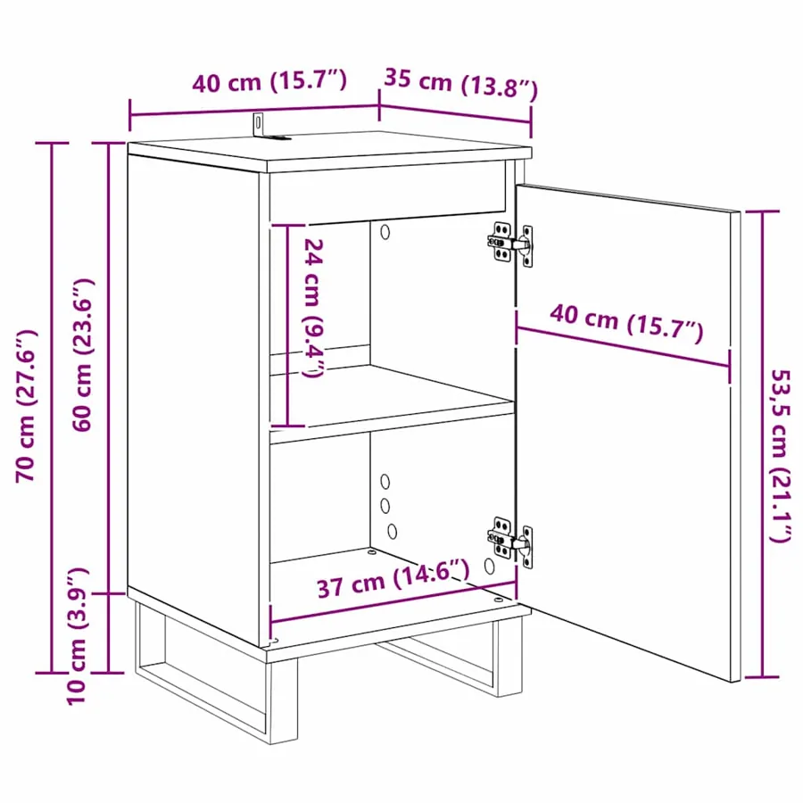 Buffet Chêne noir 40 x 35 x 70 cm Bois d'ingénierie - 15