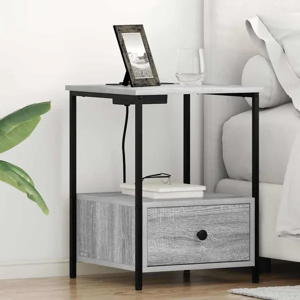 Cabinet de chevet avec tiroir 2 pcs Gris Sonoma 42 x 41 x 56 cm