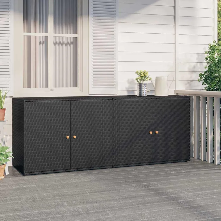 Armoire de rangement de jardin Noir 198x55,5x80 cm Résine tressée