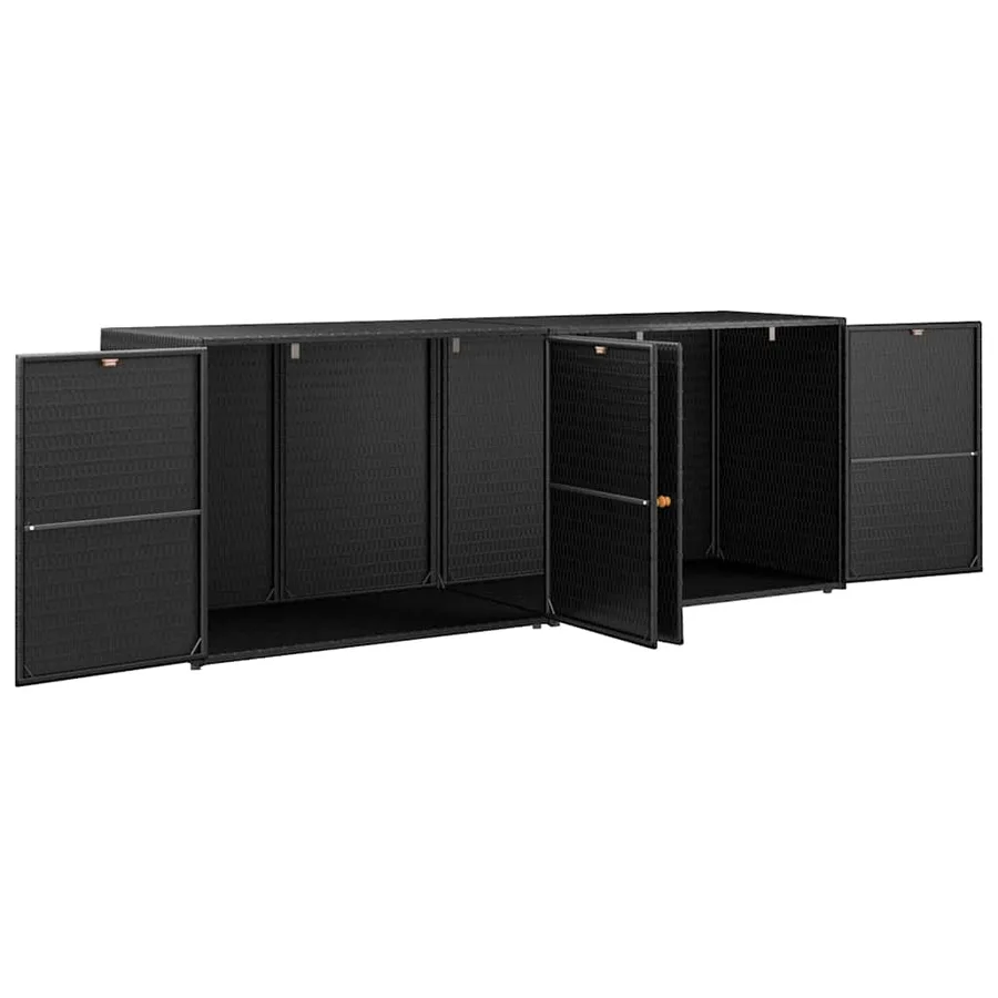 Armoire de rangement de jardin Noir 198x55,5x80 cm Résine tressée - 3