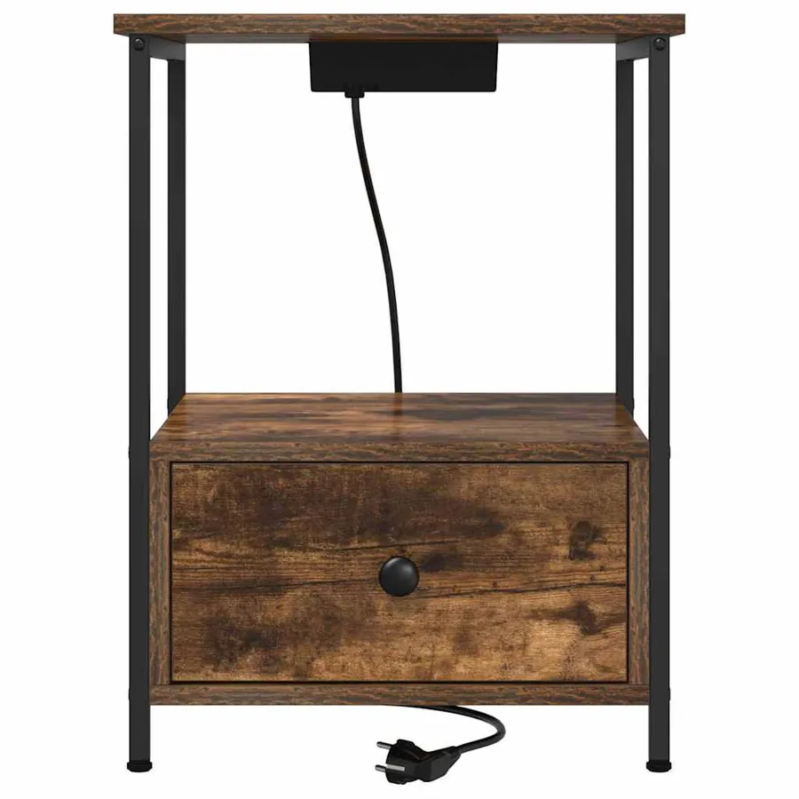 Cabinet de chevet avec tiroir 2 pcs Chêne fumé 42 x 41 x 56 cm - 7