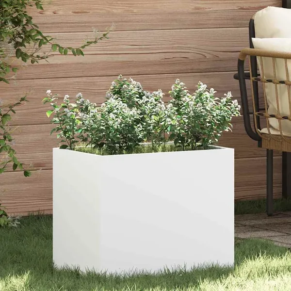 Cache-pot de jardin Blanc 50 x 32 x 40 cm Acier laminé à froid