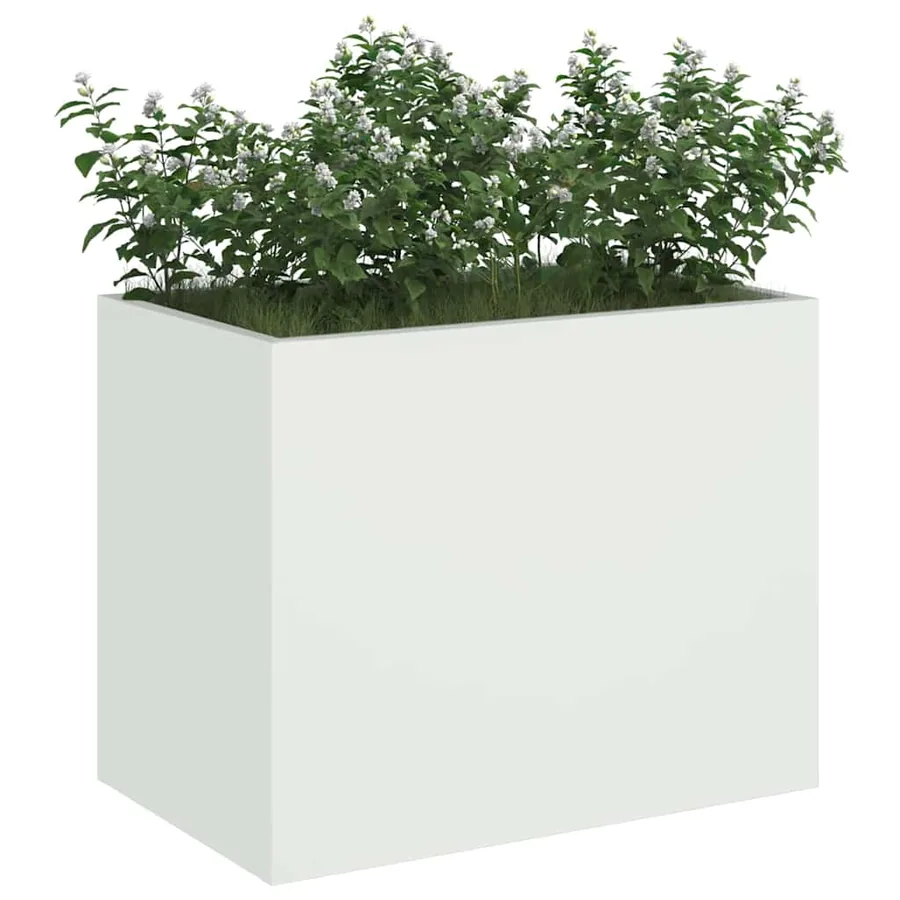 Cache-pot de jardin Blanc 50 x 32 x 40 cm Acier laminé à froid - 3