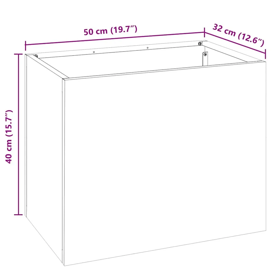Cache-pot de jardin Blanc 50 x 32 x 40 cm Acier laminé à froid - 8