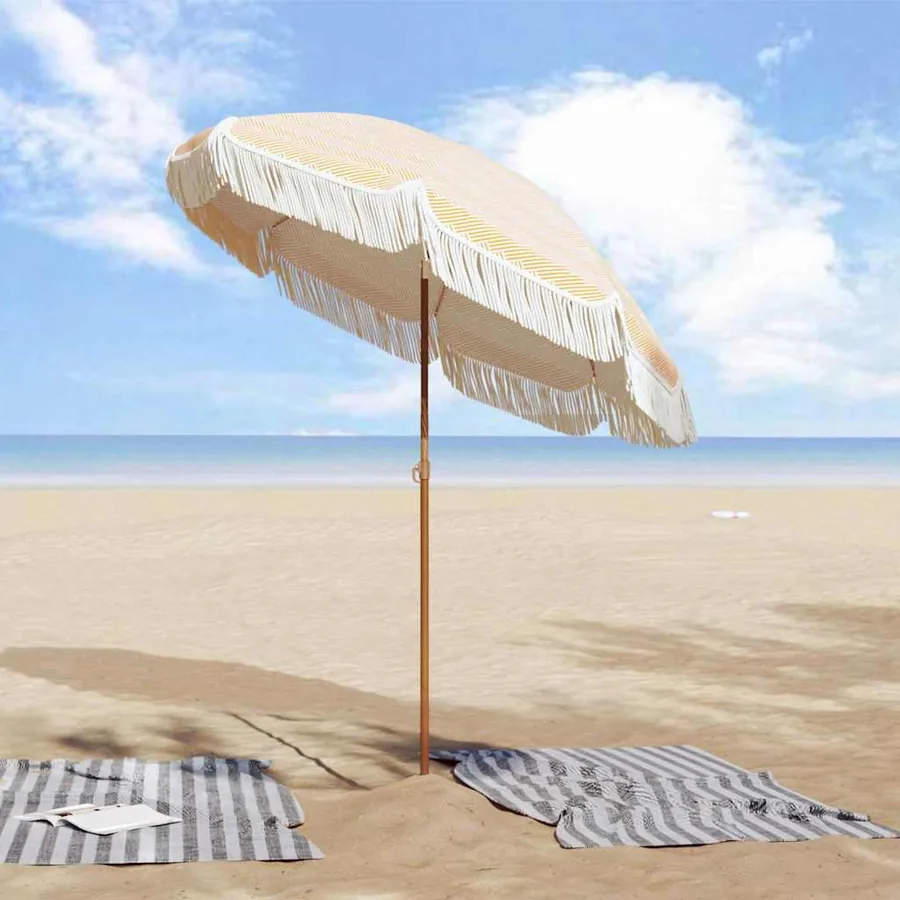 Parasol de plage Jaune et blanc 160 x 160 x 196 cm - 3