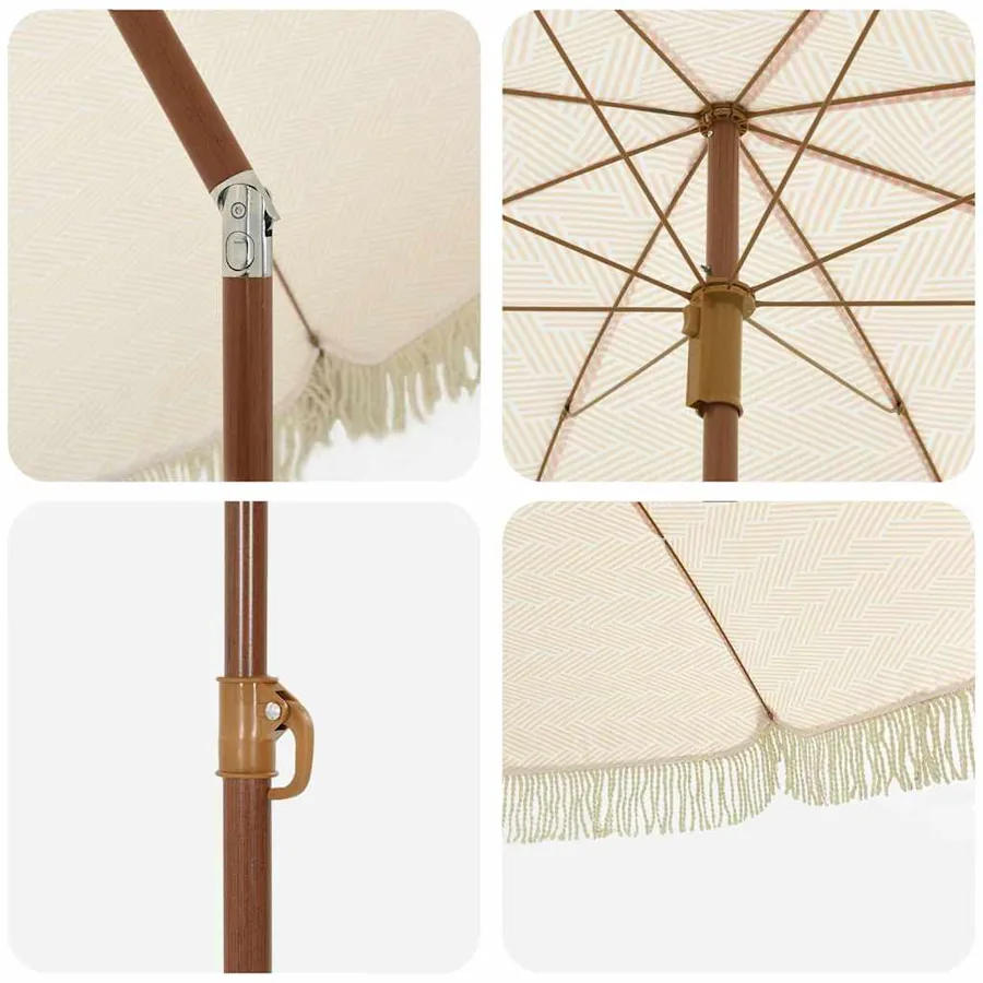 Parasol de plage Jaune et blanc 160 x 160 x 196 cm - 5