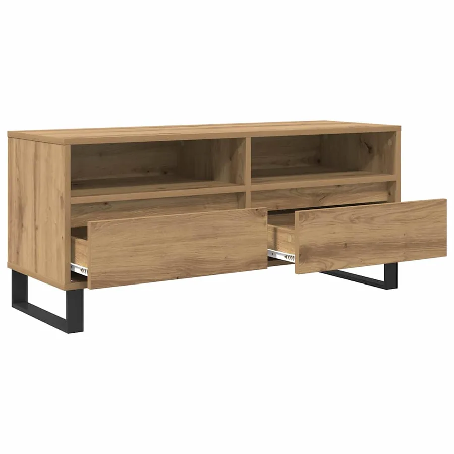 Meuble TV 100 x 34,5 x 44,5 cm Chêne artisanal - 5
