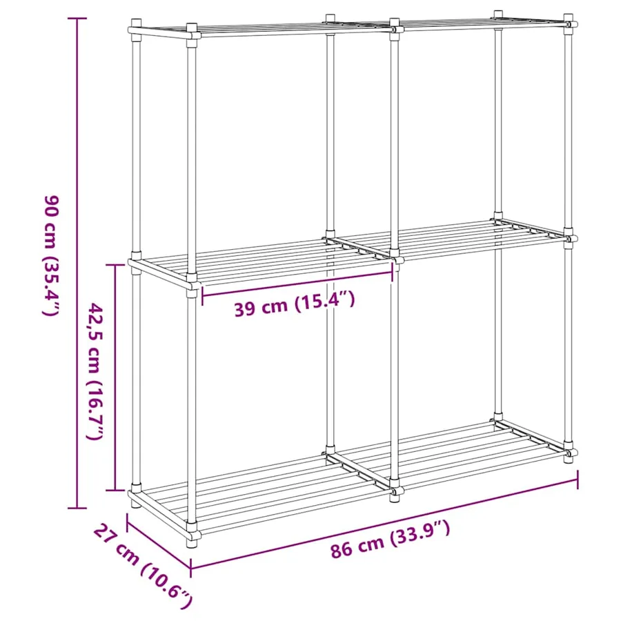 Étagère tubulaire avec stockage Blanc 86 x 27 x 90 cm Aluminium - 8