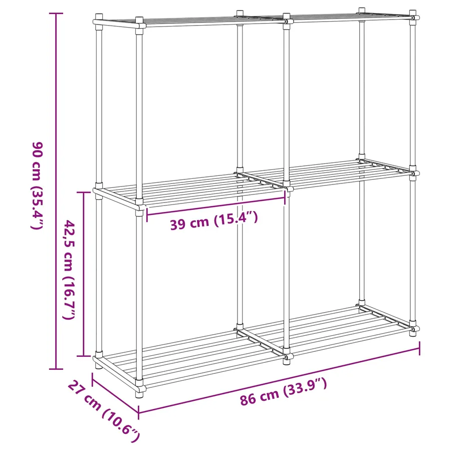 Étagère tubulaire avec stockage Blanc 86 x 27 x 90 cm Aluminium - 9