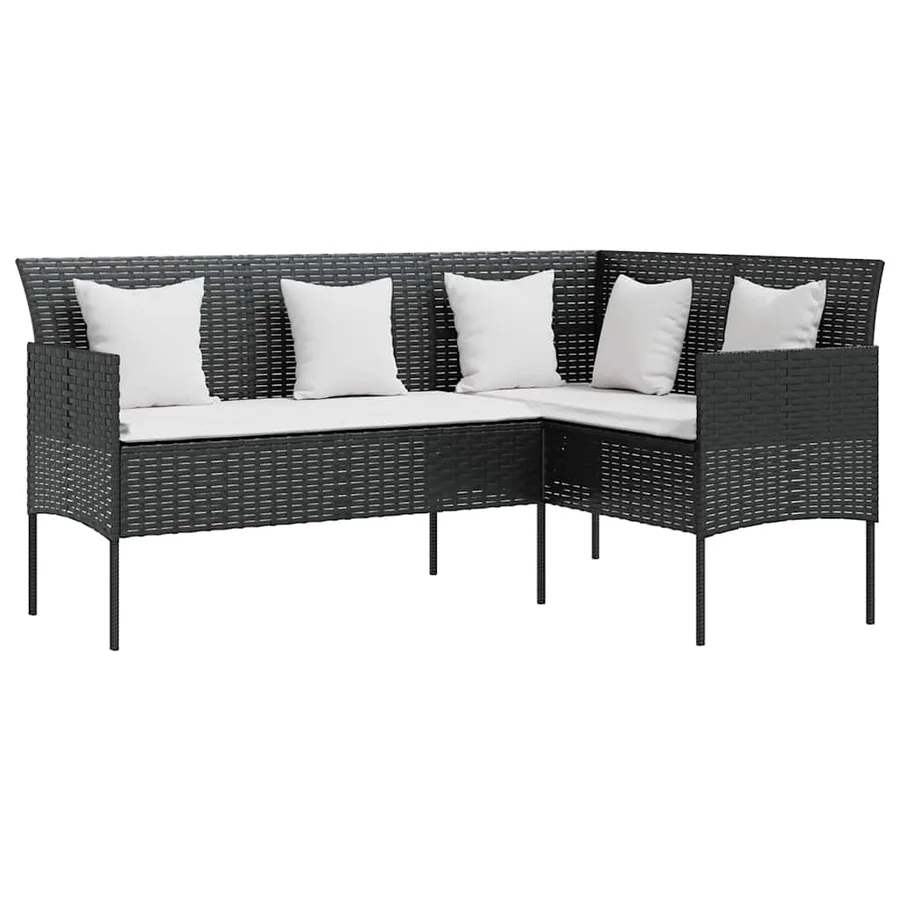 Ensemble de canapés en L 5pcs avec coussins résine tressée noir - 3