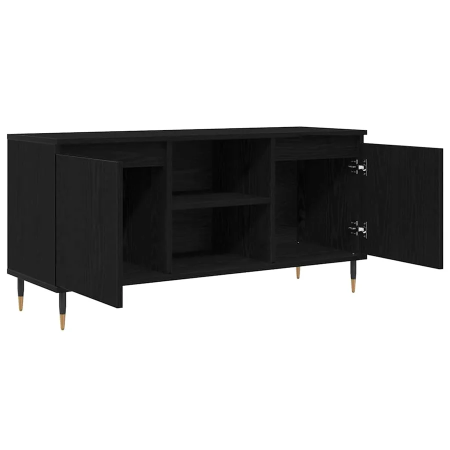 Meuble TV Chêne noir 104 x 35 x 50 cm Bois d'ingénierie - 5