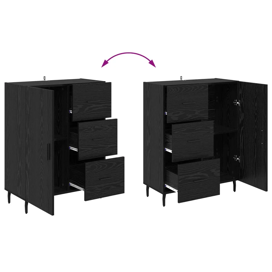Buffet Chêne noir 69,5 x 34 x 90 cm Bois d'ingénierie et fer - 8