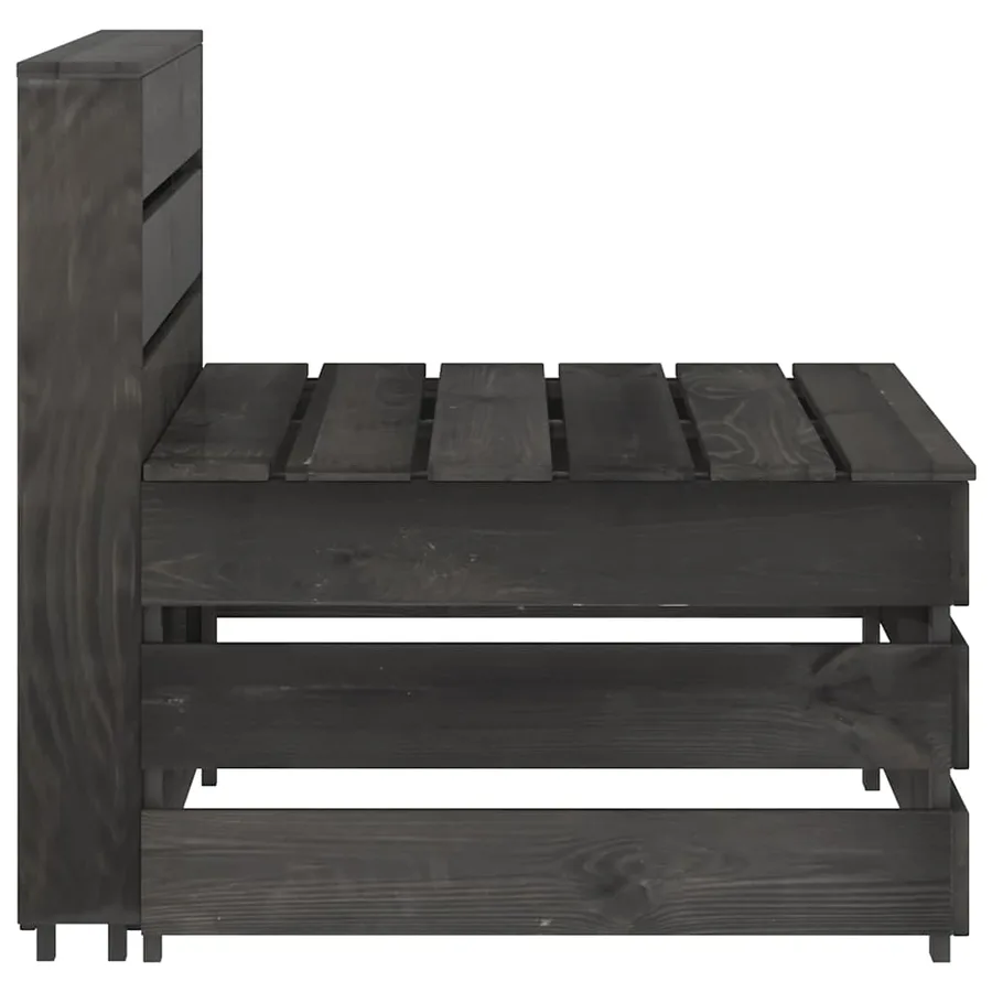 Canapé central palette de jardin gris bois de pin imprégné - 4