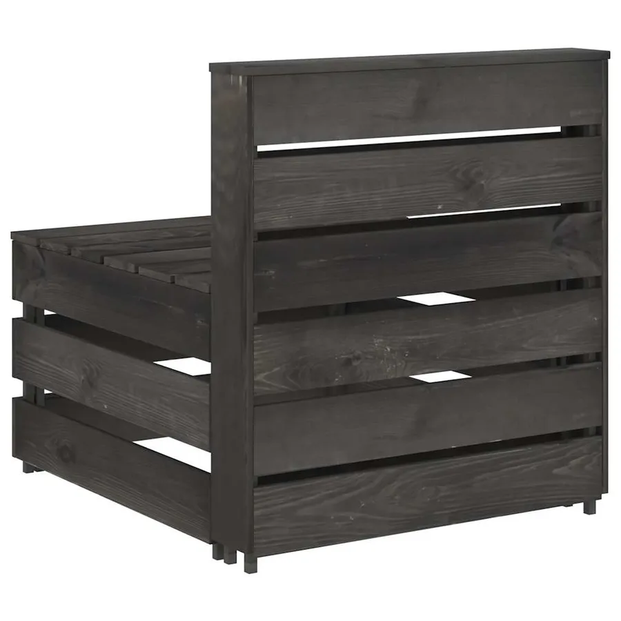 Canapé central palette de jardin gris bois de pin imprégné - 5