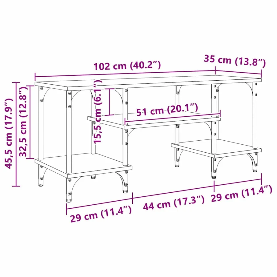 Meuble TV Chêne noir 102 x 35 x 45,5 cm - 13