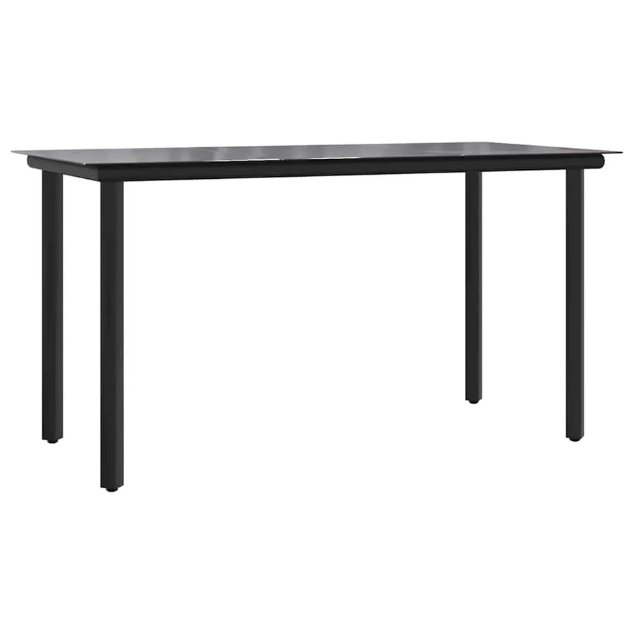 Table à dîner de jardin Noir 200x100x74cm Acier et verre trempé - 2