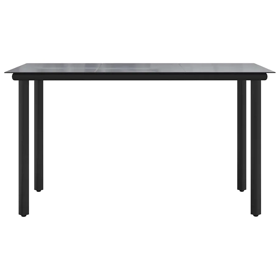 Table à dîner de jardin Noir 200x100x74cm Acier et verre trempé - 3