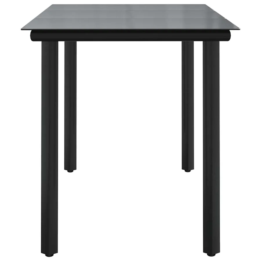 Table à dîner de jardin Noir 200x100x74cm Acier et verre trempé - 4