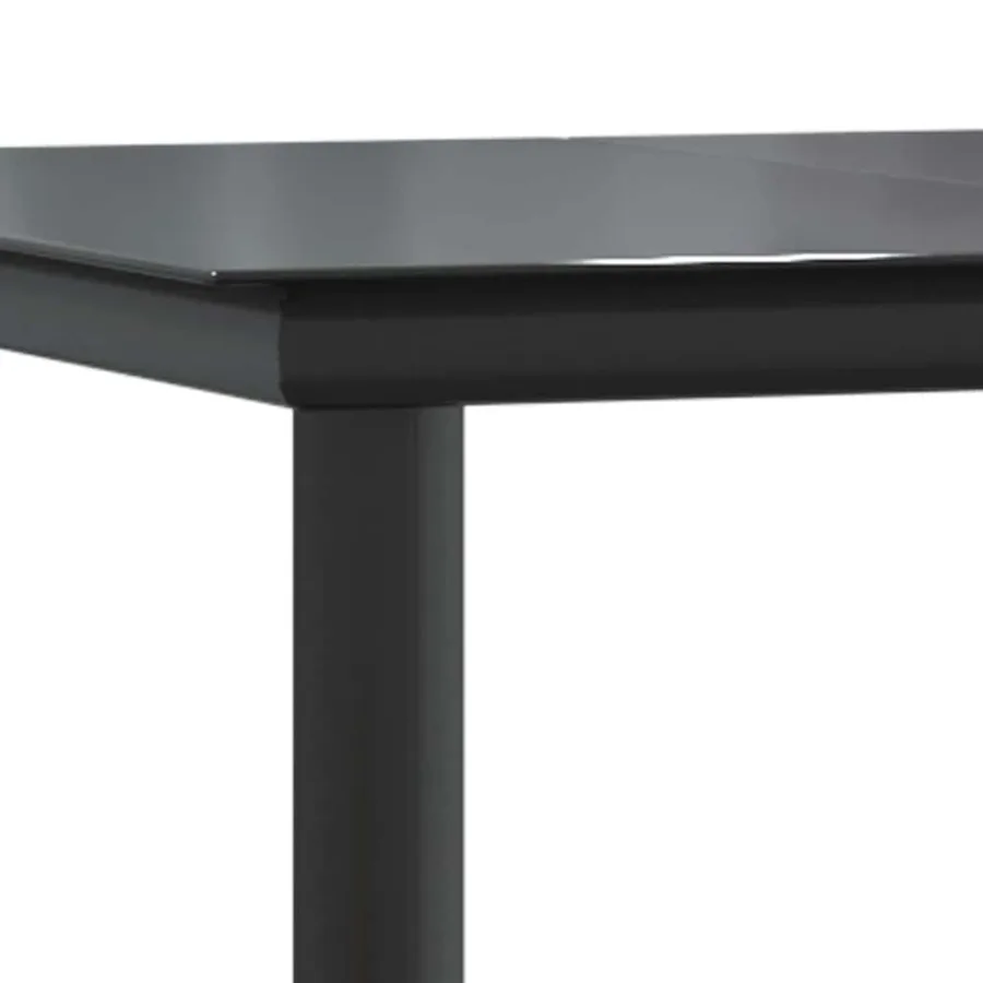 Table à dîner de jardin Noir 200x100x74cm Acier et verre trempé - 6