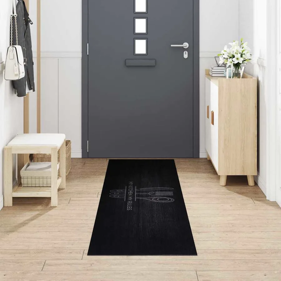 Tapis de Cuisine Couverts Noir 300 x 60 cm Velours - 3