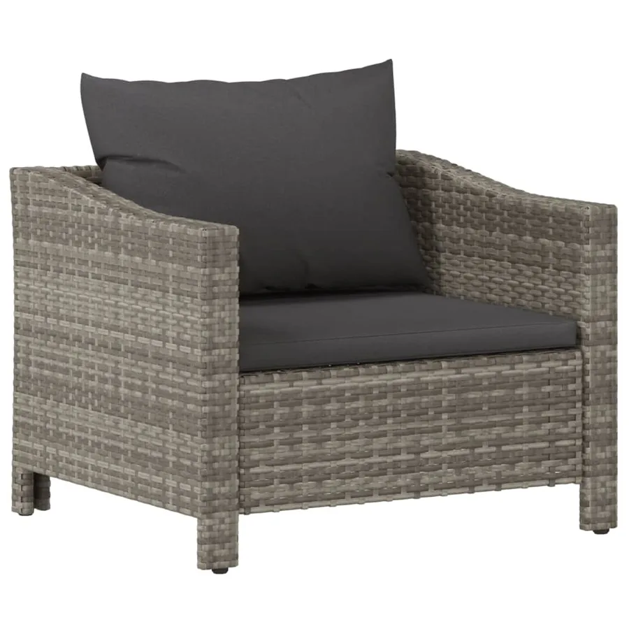Salon de jardin 6 pcs avec coussins Gris Résine tressée - 6