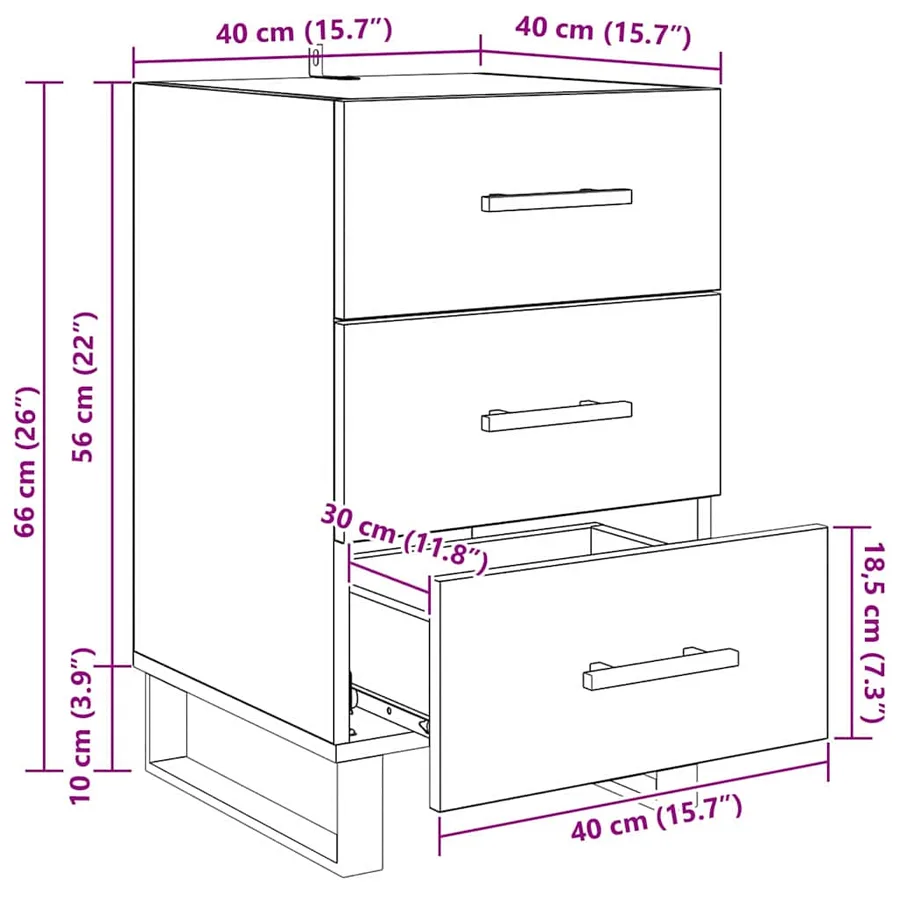 Cabinet de chevet Chêne noir 40 x 40 x 66 cm Bois d'ingénierie - 16