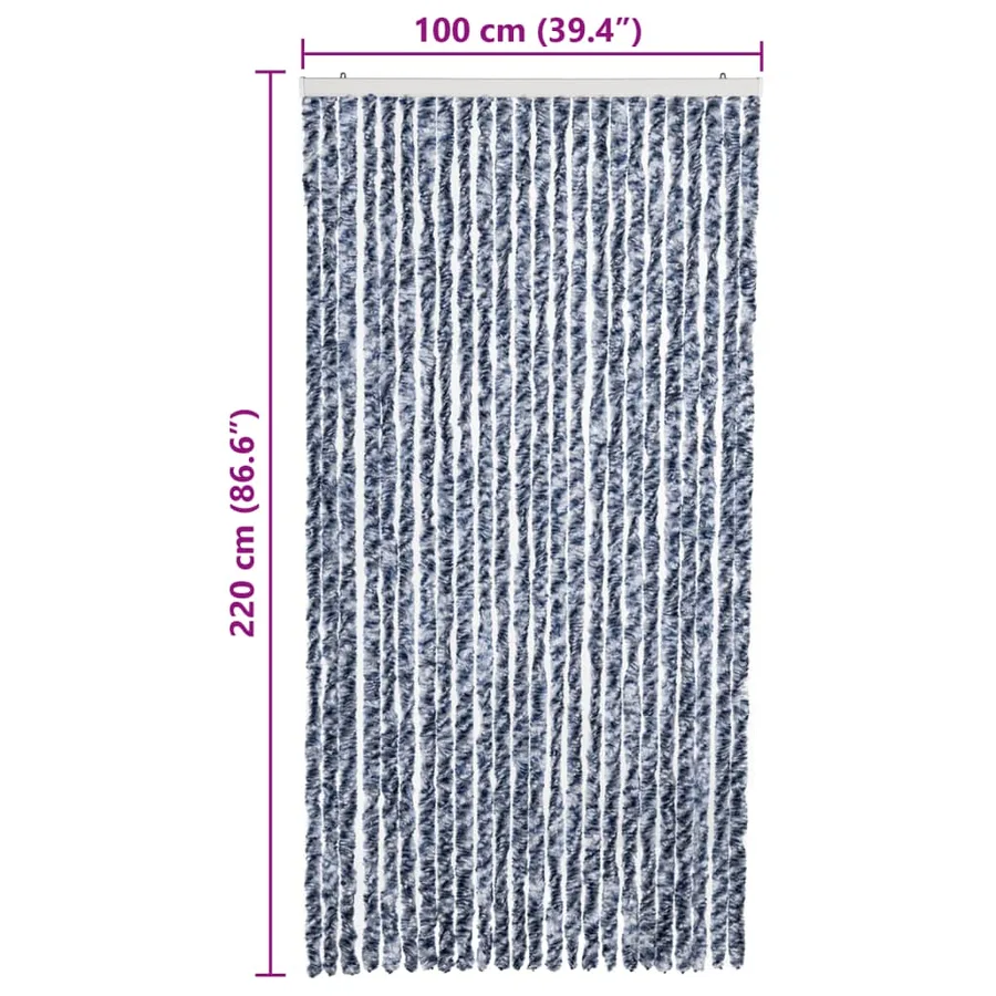 Moustiquaire Bleu blanc et argenté 100x220 cm Chenille - 7