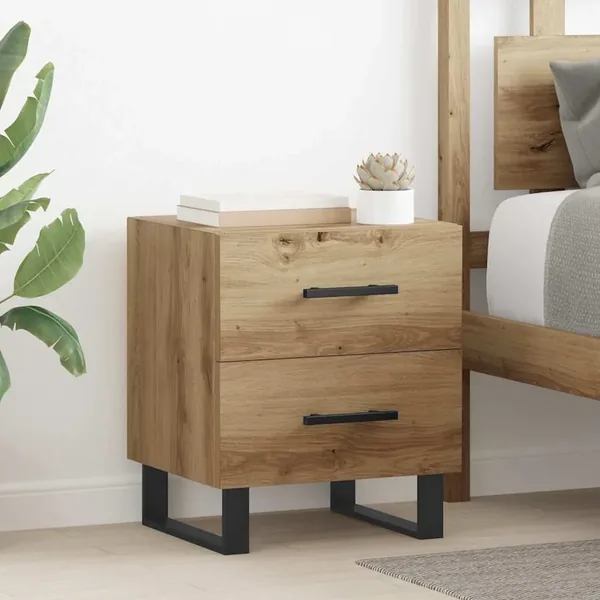 Cabinet de chevet 2 pc Chêne artisanal 40 x 35 x 47,5 cm