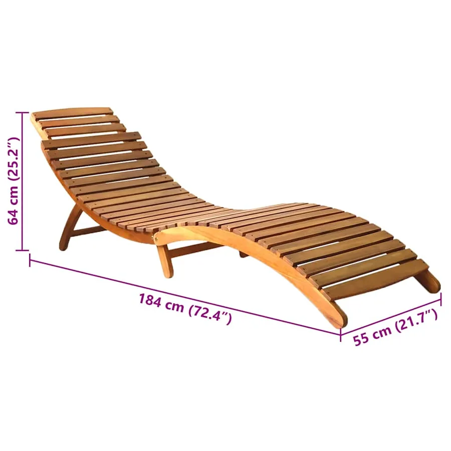 Chaise longue de jardin avec coussin Bois d'acacia solide - 17