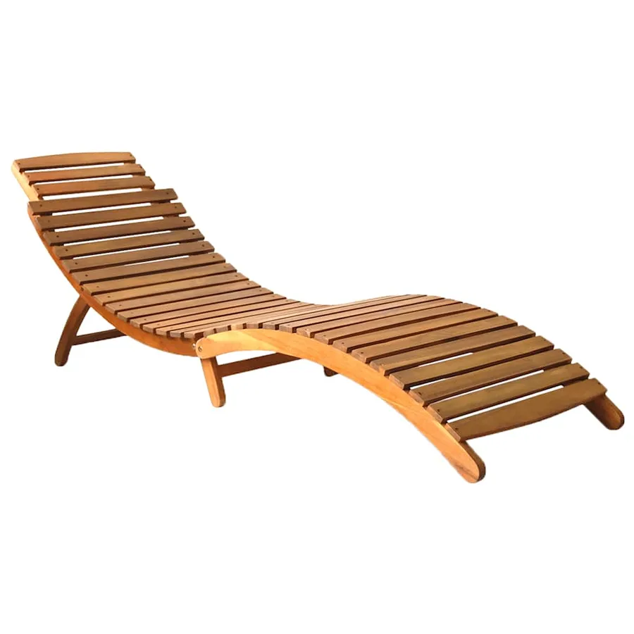 Chaise longue de jardin avec coussin Bois d'acacia solide - 2