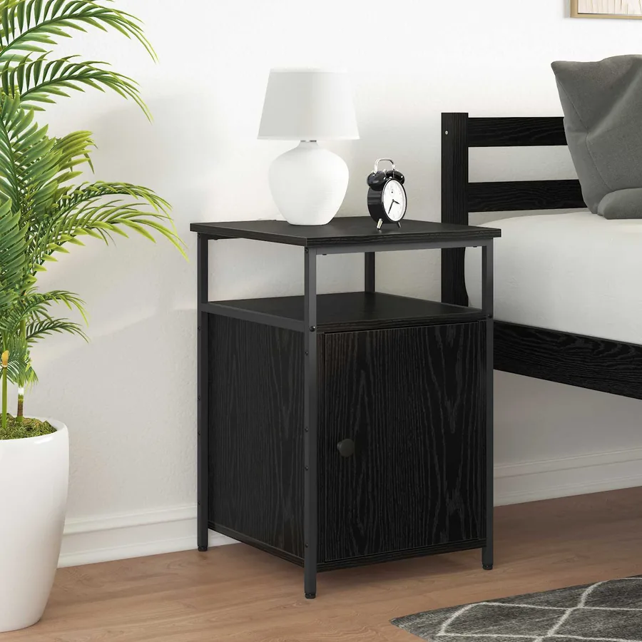 Cabinet de chevet avec tiroir Chêne noir Bois d'ingénierie