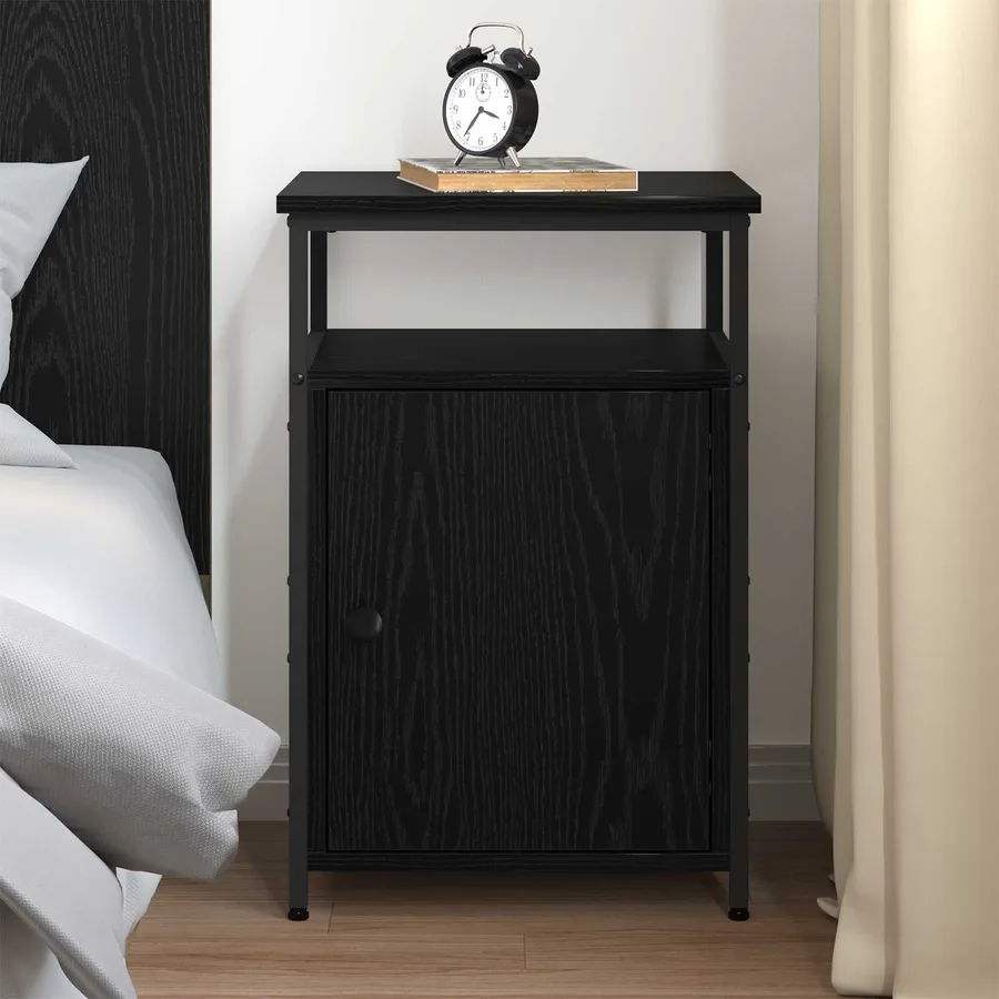 Cabinet de chevet avec tiroir Chêne noir Bois d'ingénierie - 4