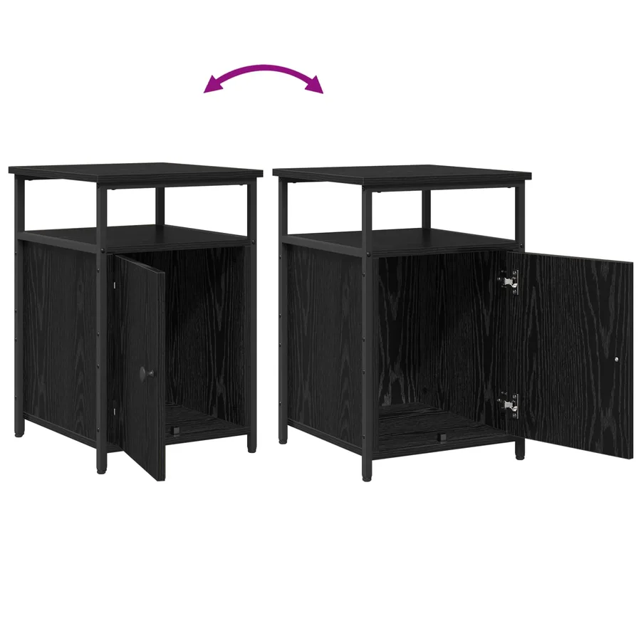 Cabinet de chevet avec tiroir Chêne noir Bois d'ingénierie - 8