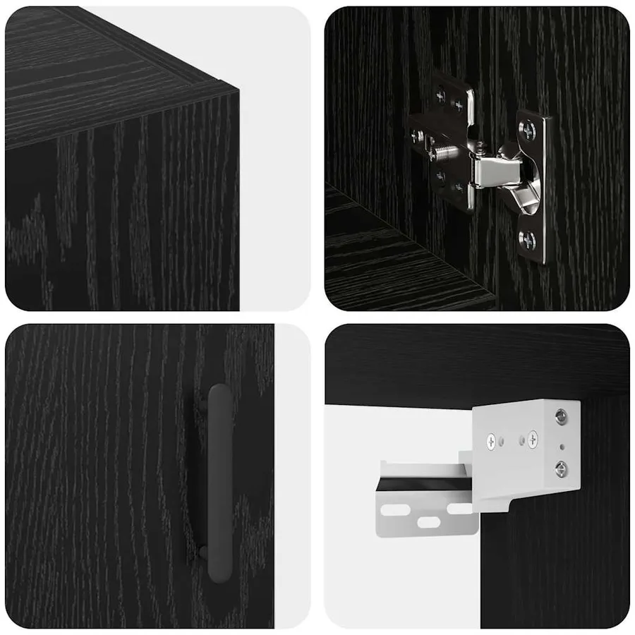 Armoire Murale Chêne noir 60 x 31 x 70 cm Bois d'ingénierie - 9