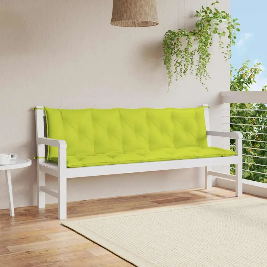 Coussin de banc de jardin vert vif 180x(50+50)x7cm tissu oxford