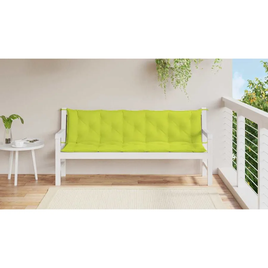Coussin de banc de jardin vert vif 180x(50+50)x7cm tissu oxford - 3