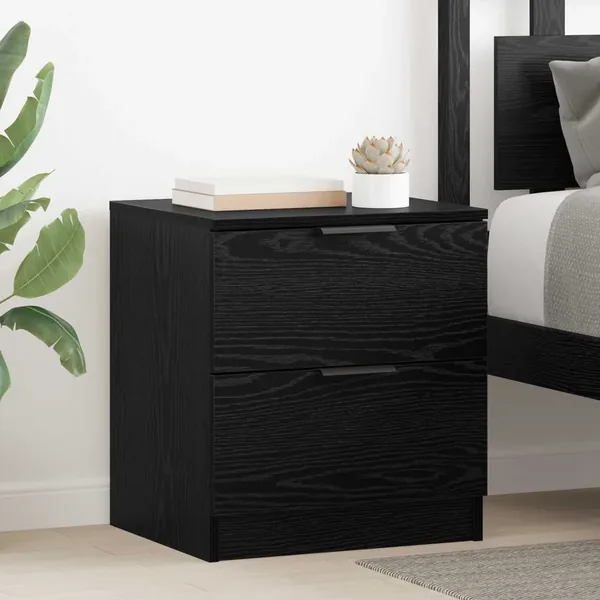 Cabinet de chevet avec tiroir 2 pcs Chêne noir 45 x 39 x 50cm