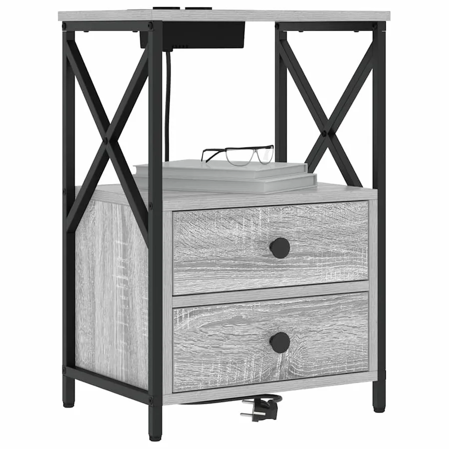 Cabinet de chevet Gris Sonoma 40 x 31 x 60 cm Bois d'ingénierie - 3